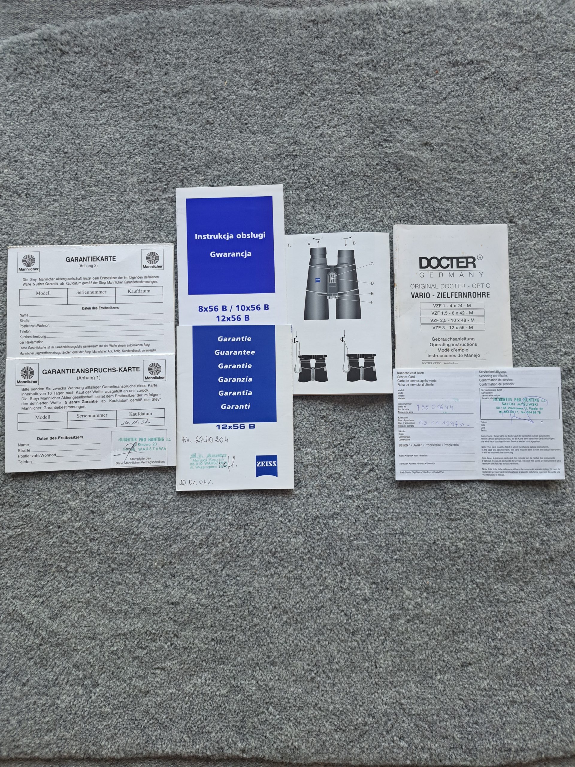 do sprzedania mannlicher steyr 30-06, luneta Docter 3-12 podświetlany krzyż, lornetka Zeiss 12×56 B